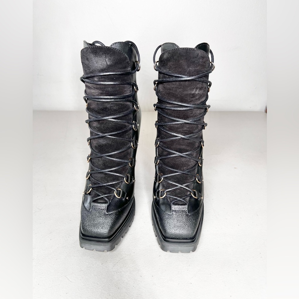 Jimmy Choo Madyn 130 Leather Ankle Square Toe Heel Boots W / Box Size 36.5 EUC - Picture 6 of 14